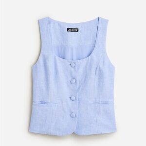 J. Crew Women's Scoop Neck Light Blue Linen Vest